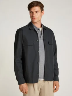 New Calvin Klein Cotton Blend Overshirt, , S Ck Black