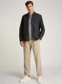 New Calvin Klein Cotton Blend Overshirt, , S Ck Black