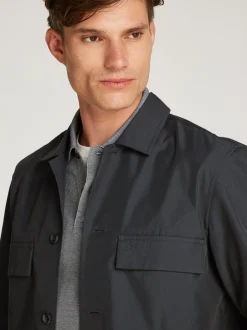 New Calvin Klein Cotton Blend Overshirt, , S Ck Black