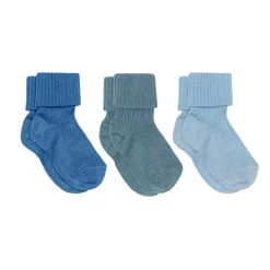 MP Denmark Cotton Rib Baby 3-pak Strømper, , 15-16 High Tide