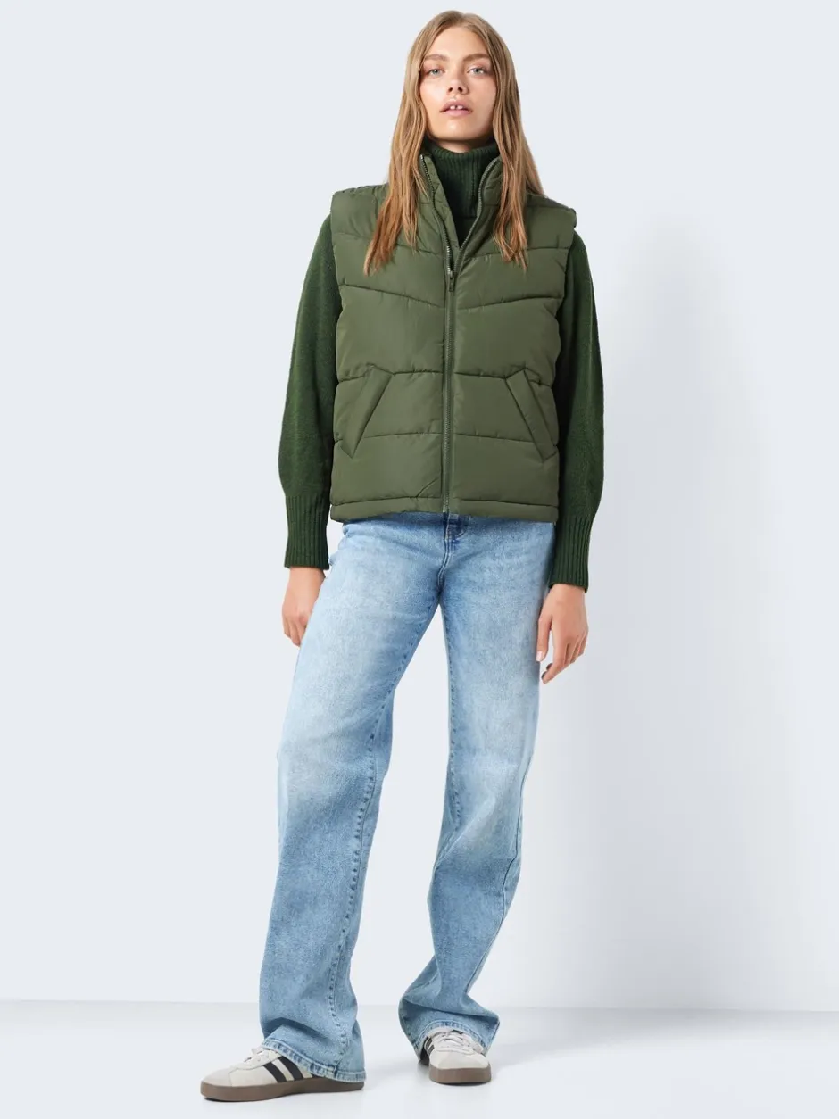Discount Noisy May Dalcon Vest, , S Kombu Green