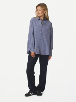 Sale Neo Noir Dalma B Stripe Stone Skjorte, , 38 Midnight Blue