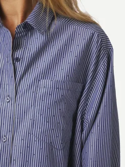 Sale Neo Noir Dalma B Stripe Stone Skjorte, , 38 Midnight Blue