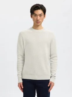 Online Selected Homme Dane Structure Crew Neck Striktrøje, , L Light Grey Melange