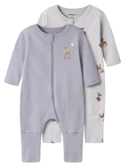 Discount Name It Deer Zip 2-pak Natdragt, , 80 cm Lilac Marble