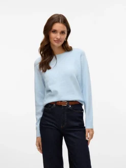 Online Vero Moda Doffy LS Striktrøje, , M Cashmere Blue Melange