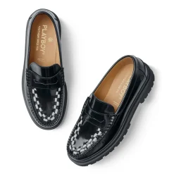 Discount Playboy Footwear Duncan Loafers, , 46 Black/White Polido
