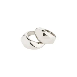 Hot Pilgrim Dune 2-pak Ringe, Silver Plated
