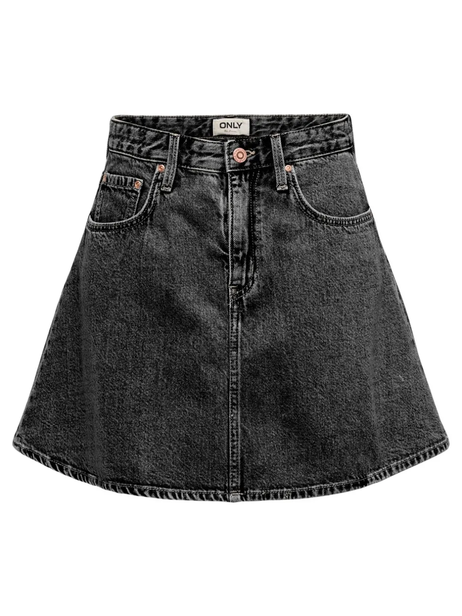 ONLY Eden A-nederdel, , XL Washed Black