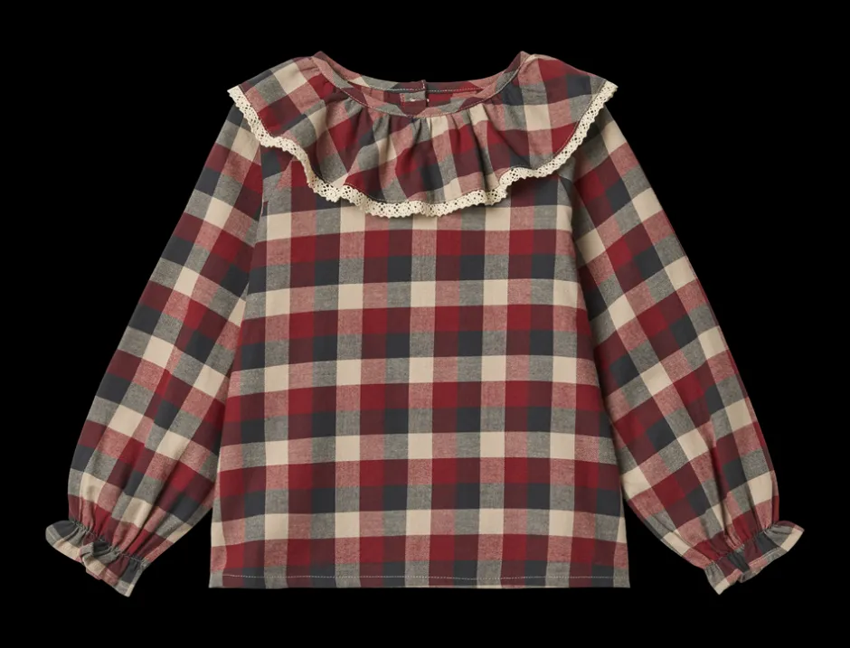 Clearance Wheat Elin Bluse, , 128 cm Red Blue Check