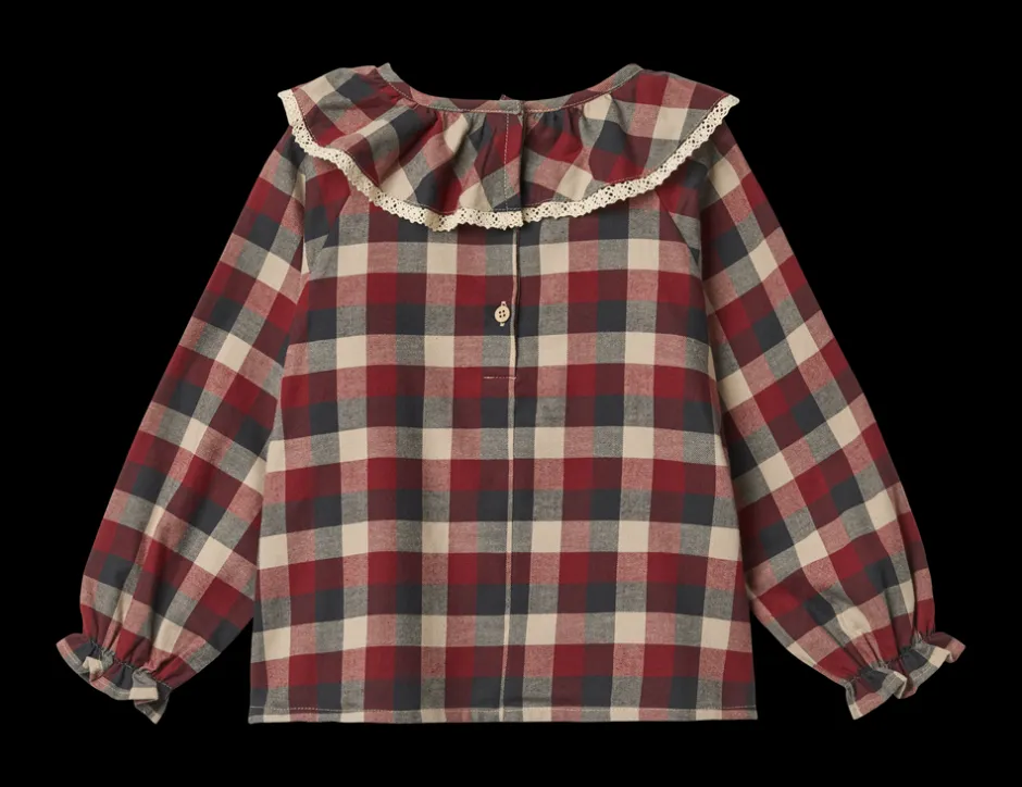 Clearance Wheat Elin Bluse, , 128 cm Red Blue Check