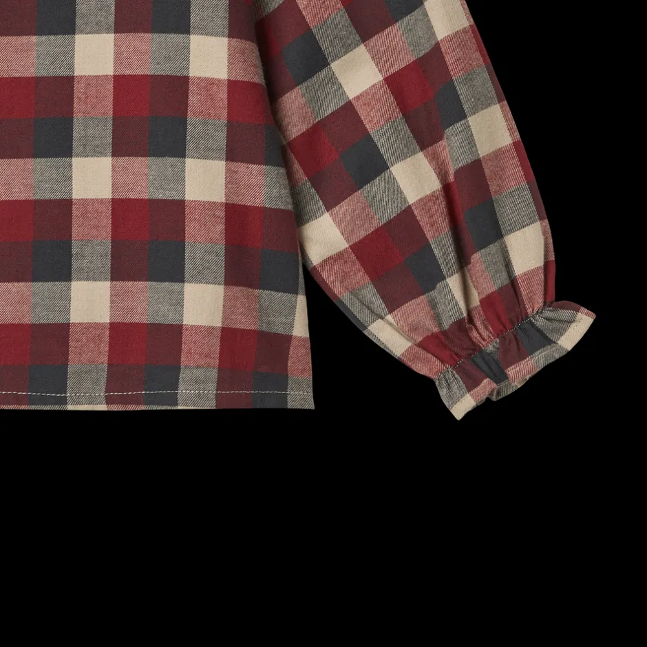 Clearance Wheat Elin Bluse, , 128 cm Red Blue Check