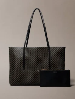 Online Calvin Klein Emblem Tote W/ Pouch, , Onesize Black AOP