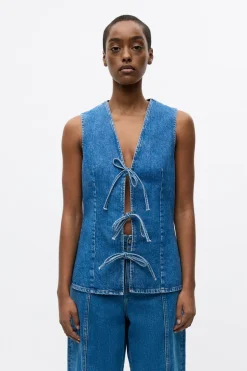 Hot Envii Enatenna Denim Vest, , 34 Worn Dark Blue