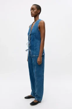 Hot Envii Enatenna Denim Vest, , 34 Worn Dark Blue