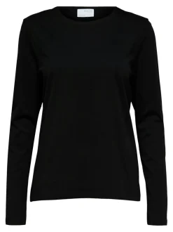 Online Selected Women Essential Langærmet T-shirt, , M Black