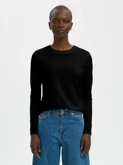 Online Selected Women Essential Langærmet T-shirt, , M Black