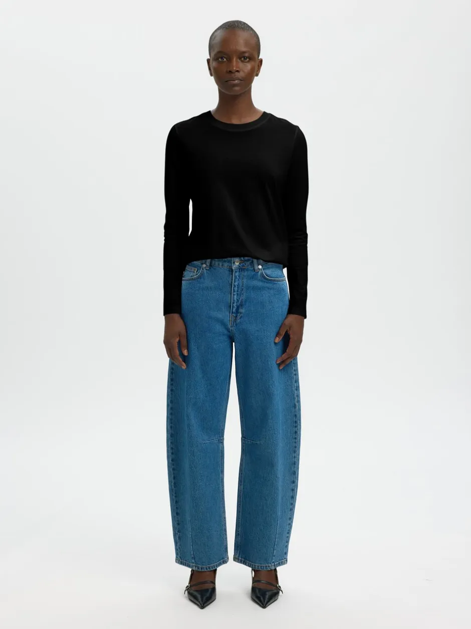 Online Selected Women Essential Langærmet T-shirt, , M Black