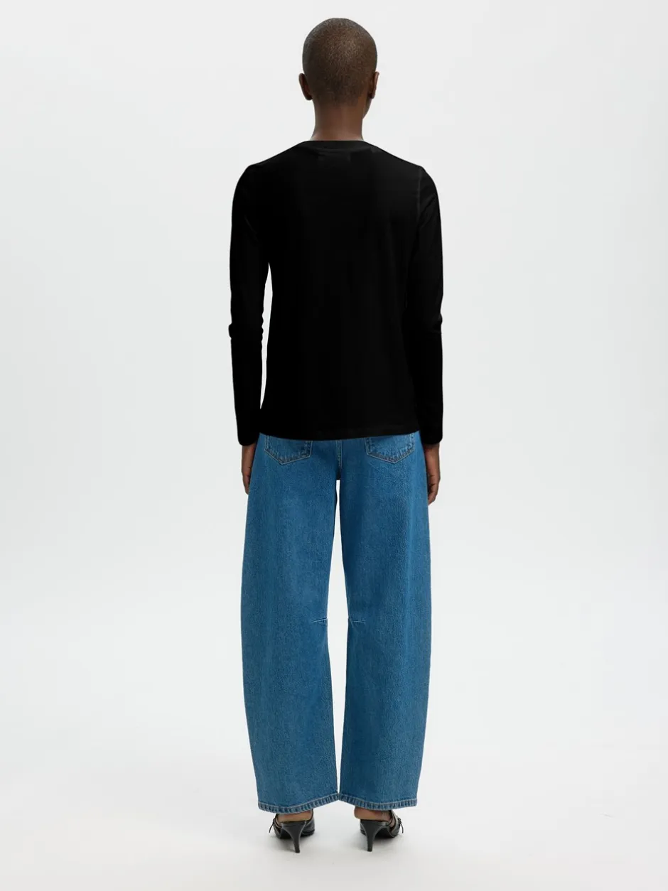 Online Selected Women Essential Langærmet T-shirt, , M Black