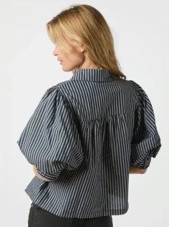 Hot Neo Noir Etta Stripe Skjorte, , 40 Navy