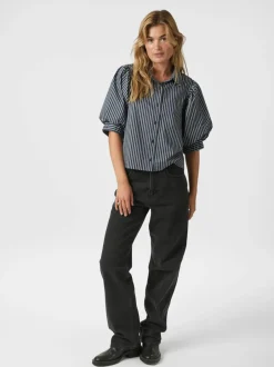 Hot Neo Noir Etta Stripe Skjorte, , 40 Navy