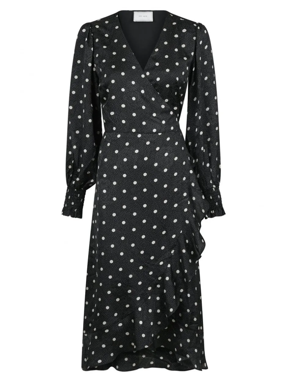 Neo Noir Eva Retro Dot Kjole, , 34 Black