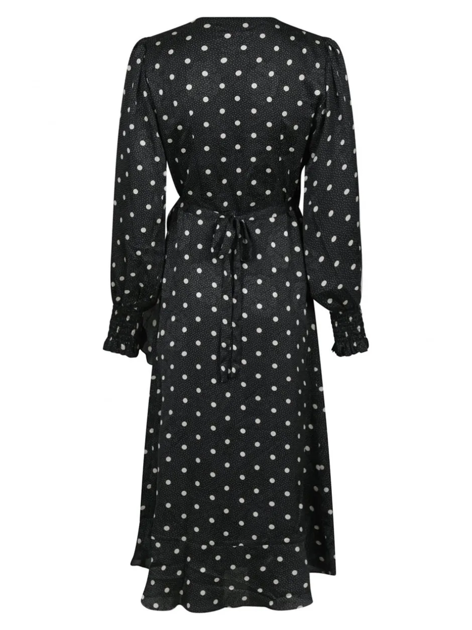 Neo Noir Eva Retro Dot Kjole, , 34 Black