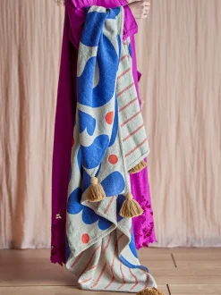Clearance Bloomingville Eviaya Plaid, , 130x160 cm Blue
