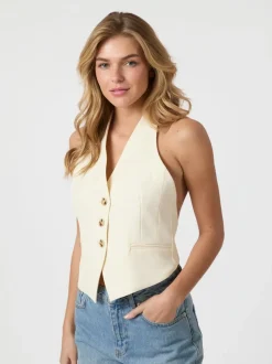 Best Neo Noir Ezza Structure Halterneck Vest, , 40 Off White