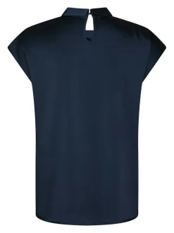 Neo Noir Fleur Drapy Satin Bluse, , 38 Navy