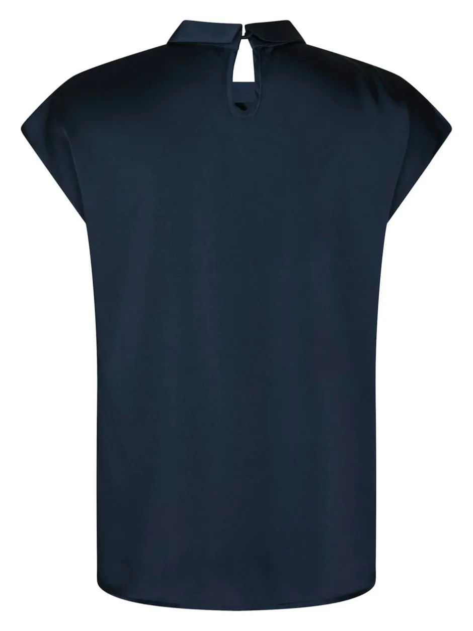Neo Noir Fleur Drapy Satin Bluse, , 38 Navy