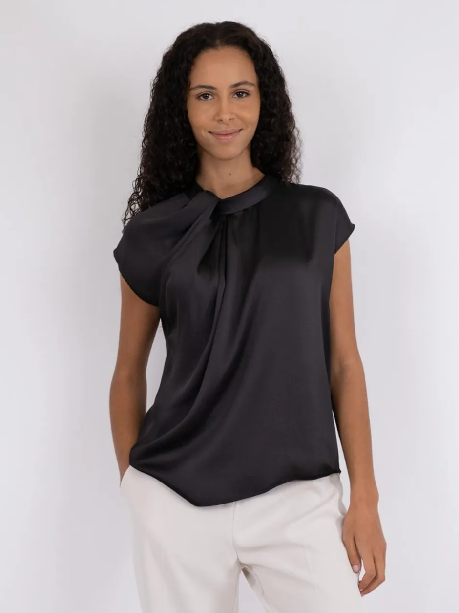 Neo Noir Fleur Drapy Satin Bluse, , 38*Dame Bluser & Skjorter