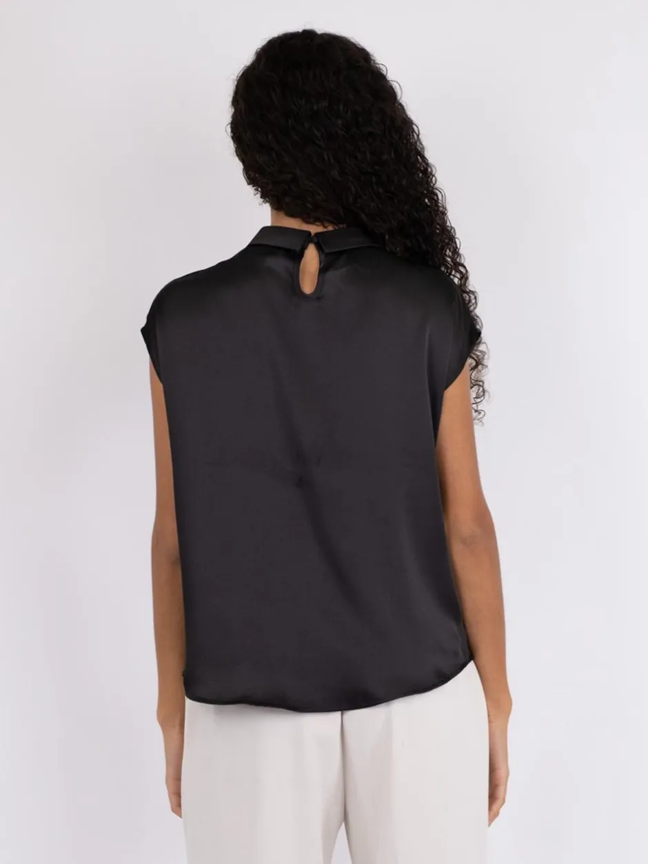 Neo Noir Fleur Drapy Satin Bluse, , 38*Dame Bluser & Skjorter