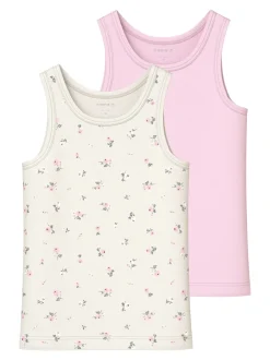 Name It Flower 2-pak Undertrøjer, , 86 cm*Børn Undertøj & Nattøj