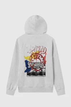 Online Wood Wood Fred Eye Graphic Hættetrøje, , XL Snow Marl