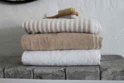 OMHU Frotté Stripe Håndklæde, , 70x140 cm Sand