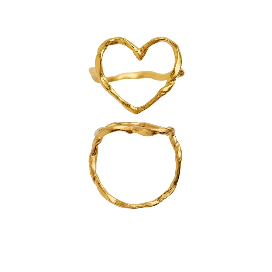 Outlet Stine A Funky Heart Ring, , 56 Goldplated