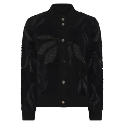 Discount Micha Furry Knit Cardigan, , L Black/Silver