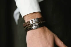 Clearance Steel & Barnett Gift Set Premium Triple Armbånd, , M Brown