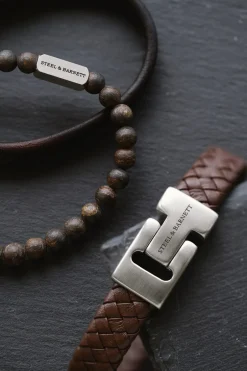 Clearance Steel & Barnett Gift Set Premium Triple Armbånd, , M Brown