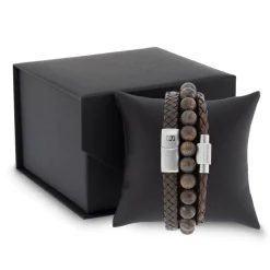 Best Steel & Barnett Gift Set Triple Armbånd, , M Brown