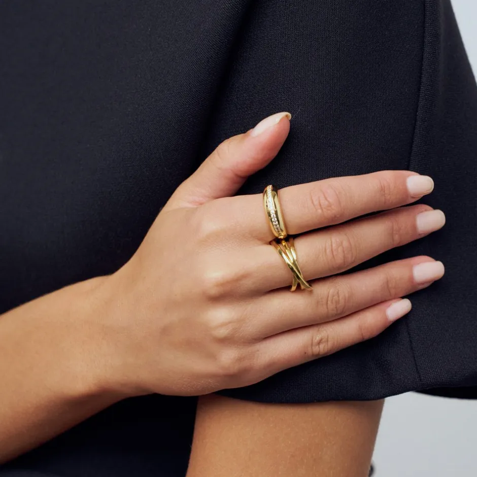 Outlet Sif Jakobs Jewellery Goccia Piccolo Pianura Ring, , 54 Gold Plated