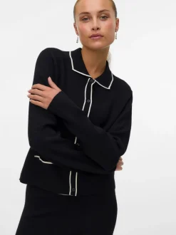 Hot Vero Moda Gold Poloneck Cardigan, , S Black