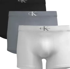 Best Calvin Klein Graphic Monogram Cotton Stretch 3-pak Trunks, , L Black/Misty Grey/White