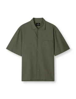 New Mads Nørgaard Grida Cotton Victor Skjorte, , M Olive Night
