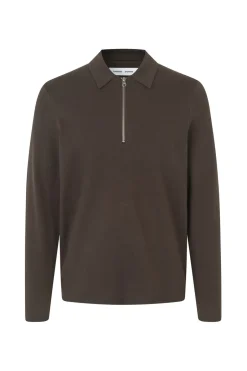 Samsøe Samsøe Guna Half Zip Striktrøje, , S Turkish Coffee