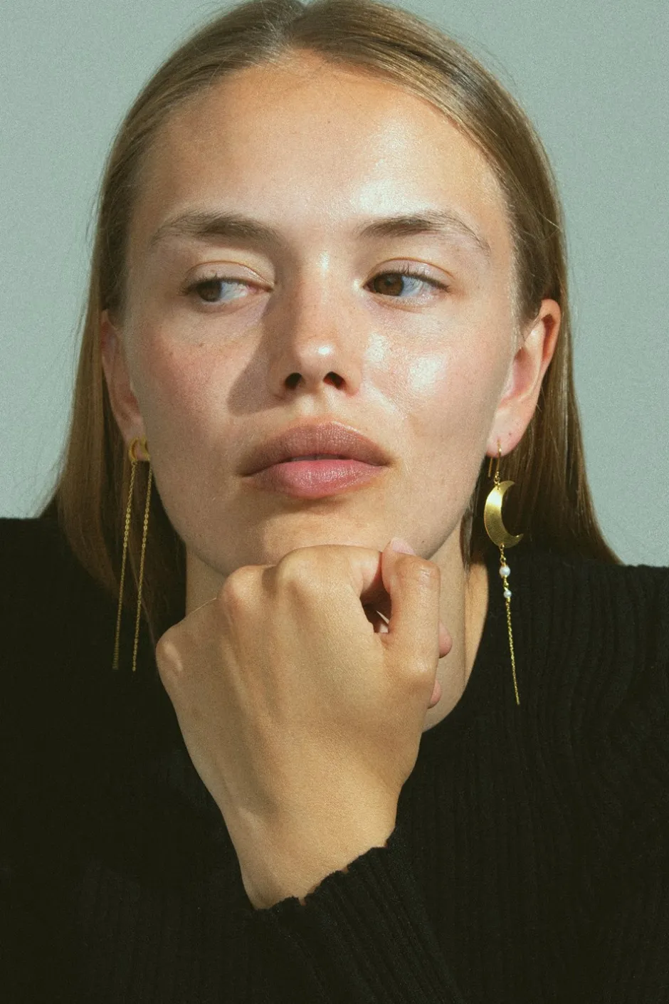 Best Jane Kønig Half Moon Pearl Ørering, Gold Plated-Left