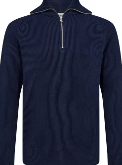 New Resteröds Half Zip Striktrøje, , S Navy