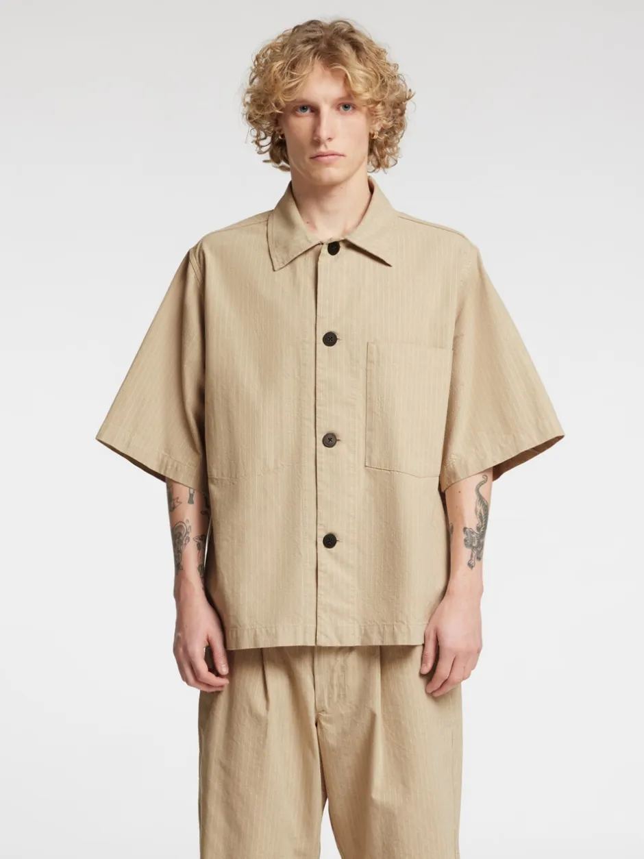 Discount Annarr Harki Kortærmet Overshirt, , M Weathered Teak W. Coconut Milk