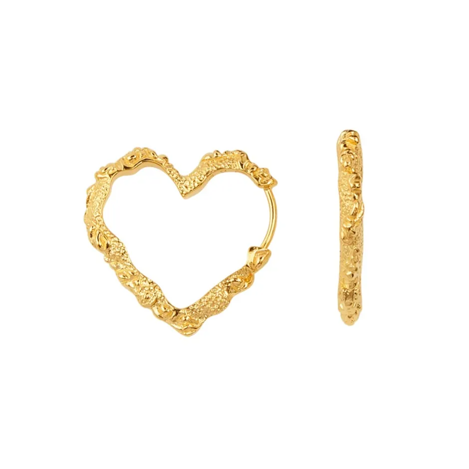Online Camille Brinch Heart Crush Hoops, Gold Plated